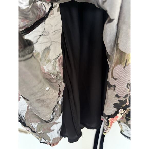 ZARA Devore Floral Burnout Velvet Mini Dress Tie Waist XS Whimsigoth Romantic - Picture 11 of 15